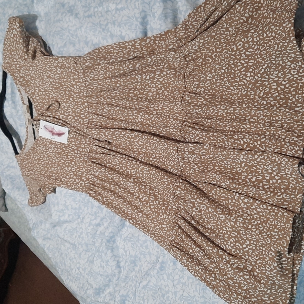 Jessica Simpson Leopard Dress Tan Small NWT